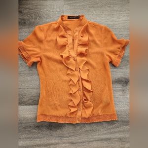 Orange Ruffled Top by The Limited